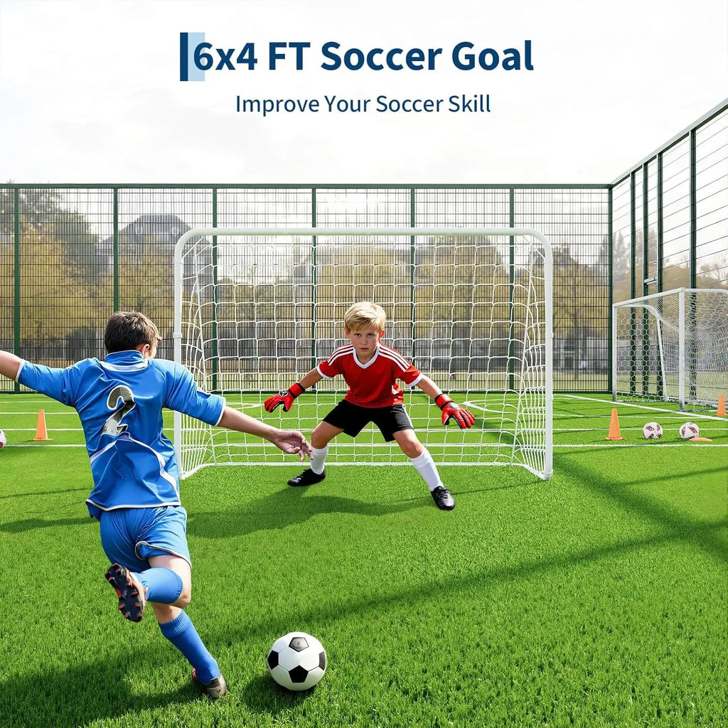 6X4 FT Portable Soccer Goal for Backyard – Heavy Duty Steel Frame
