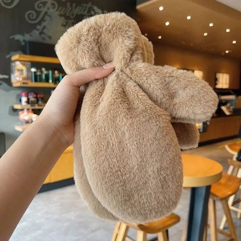 Women Lovely Sweet Soft Fluffy Warm Gloves