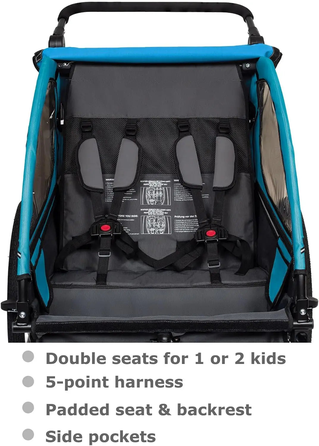 Bike Trailer & Stroller 2 in 1 Double Seat for Toddlers, and Kids
