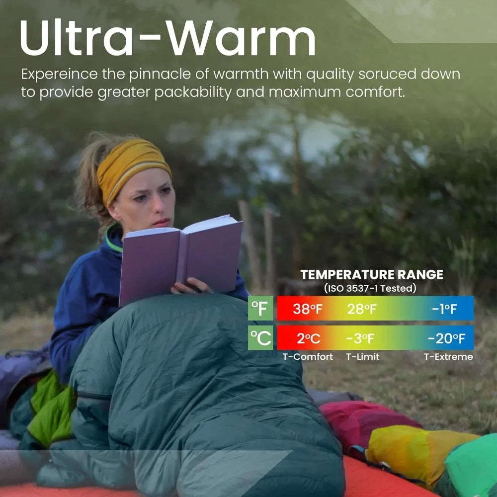 Ultralight 850 Fill Down Sleeping Bag Top Quilt for Backpacking and Camping Comfort