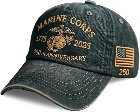 250 Anniversary Marine Corps Hat Embroidered Baseball Hats USA 250th Patriotic Cap for Men Women Veteran Gifts