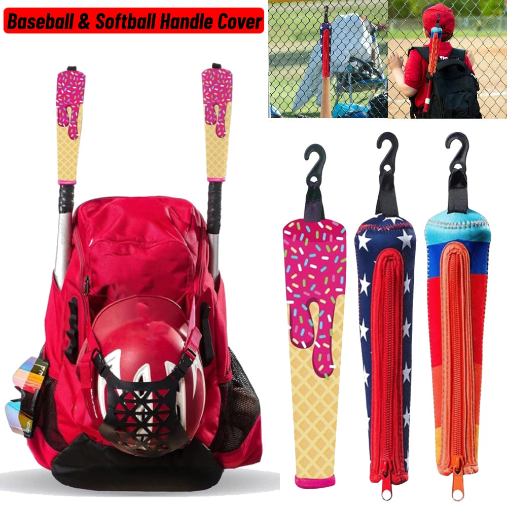 Baseball & Softball Handle Covers - Zippered Sleeve with Hook for Hanging on fencing