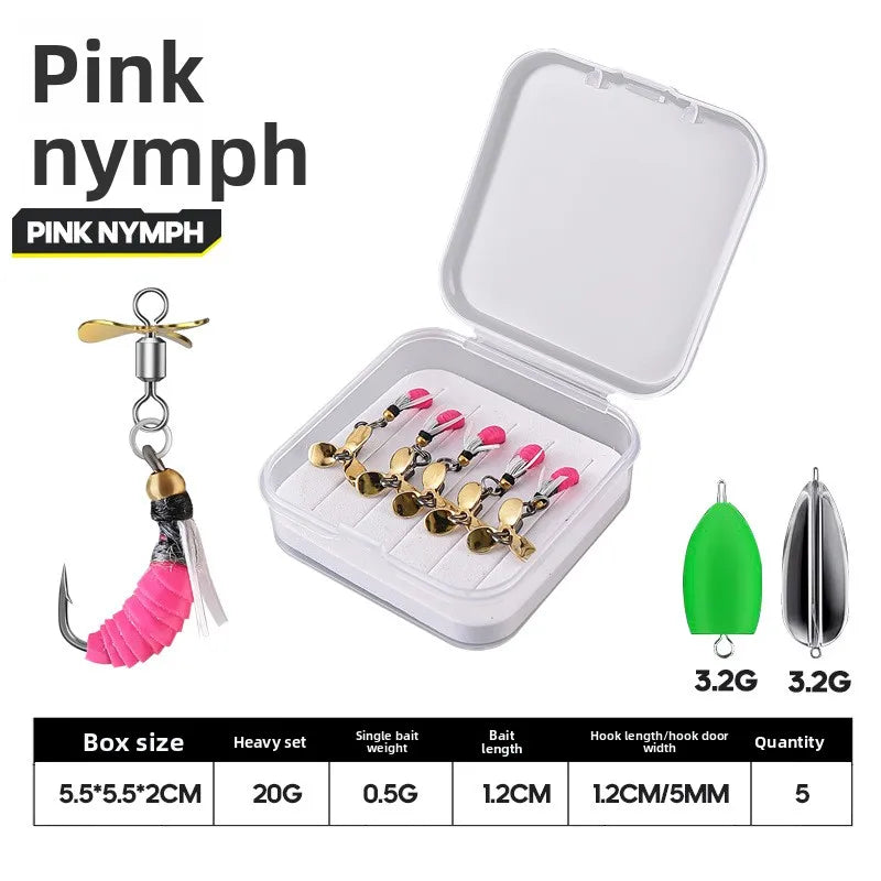 Rattlesnake Fly Lure Night Glow 5PCS Set Nymph Micro Bait Horse Mouth Bionic Fishing Lure for Bass and Perch