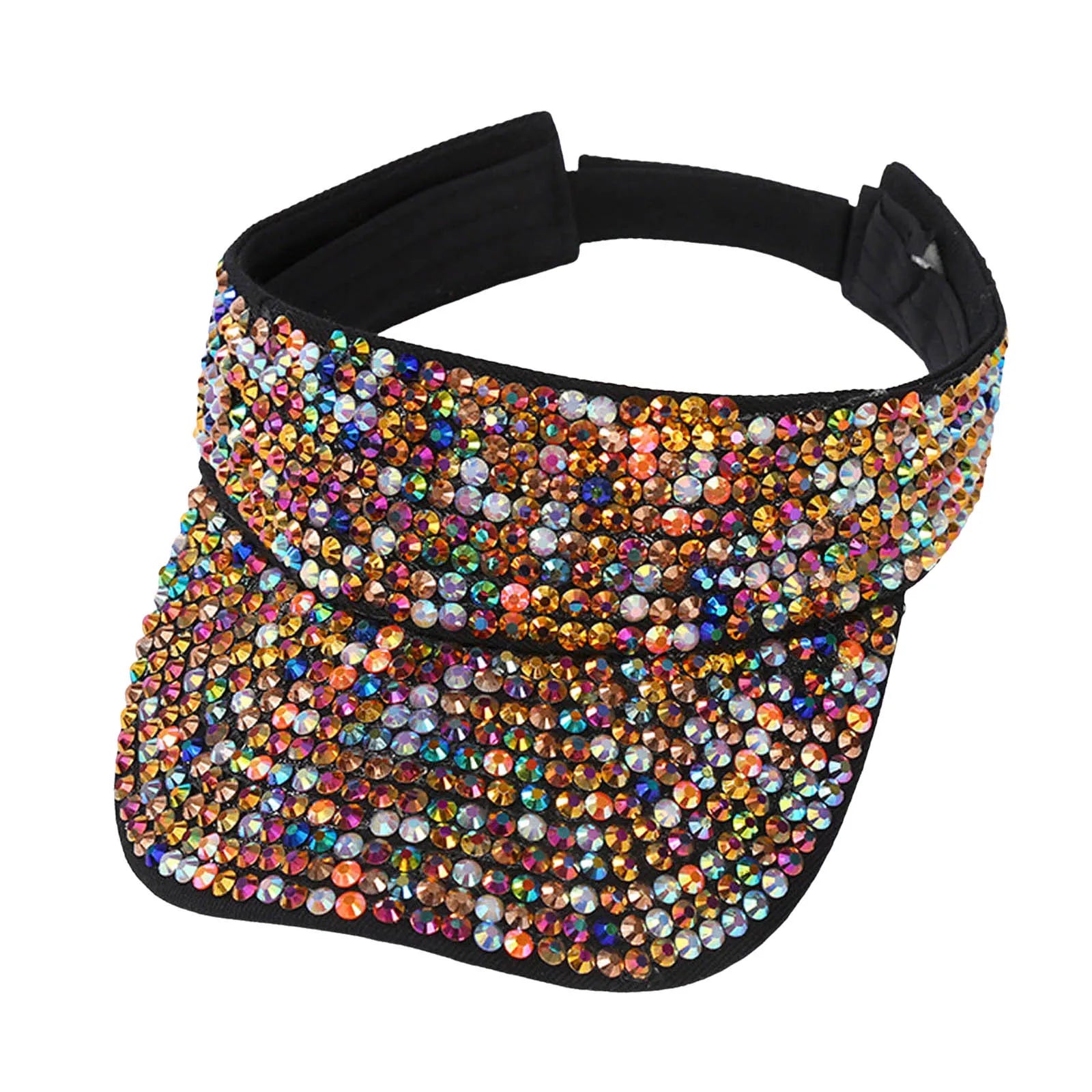 Glitter Visor Shiny Rhinestones Sport Cap Solid Empty Top Hats Golf Cap Adjustable Baseball Cap Outdoor Sun Hat For Women Men