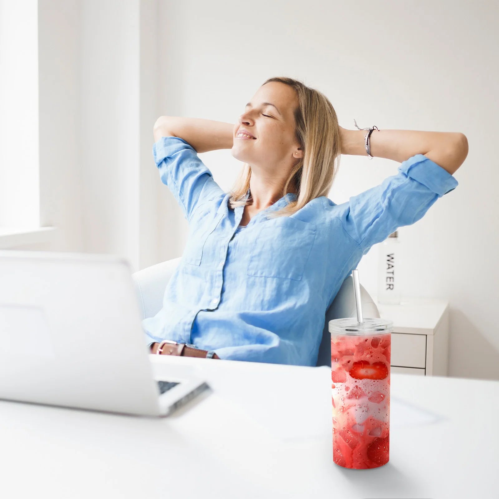 2PCS large Juice Cup with Lid and Straw plastic Water Bottle