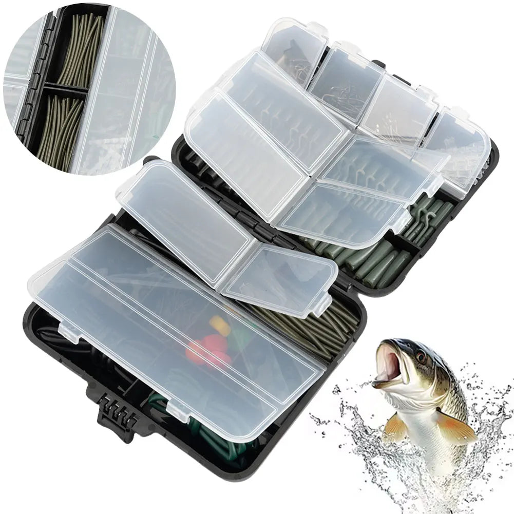 277Pcs Fishing Accessories with Storage Box Carp Fishing Rigs Assortment Rust Proof Swivels Terminal Rigs for Bass Trout