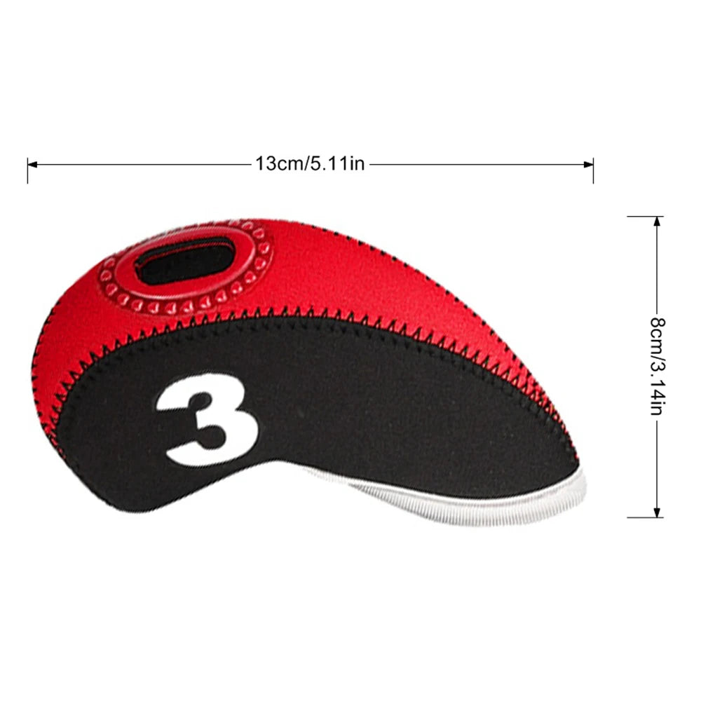 10pcs/set Golf Club Cover For Irons Neoprene Golf Iron Head Cover Golf Iron Cover 3 4 5 6 7 8 9 A S P Golf Accessories