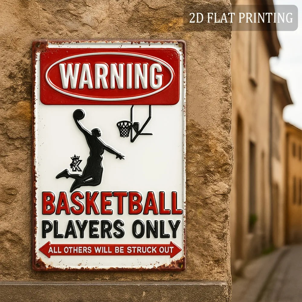 Vintage Basketball Sign, 8"x12" Metal Wall Art "All Others Will Be Struck Out"
