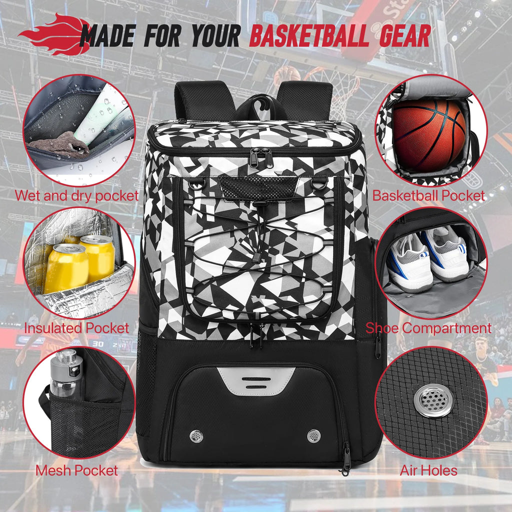 Sports Training Equipment Backpack with Separate Ball holder & Shoes Compartment Gym Backpack for Basketball Soccer