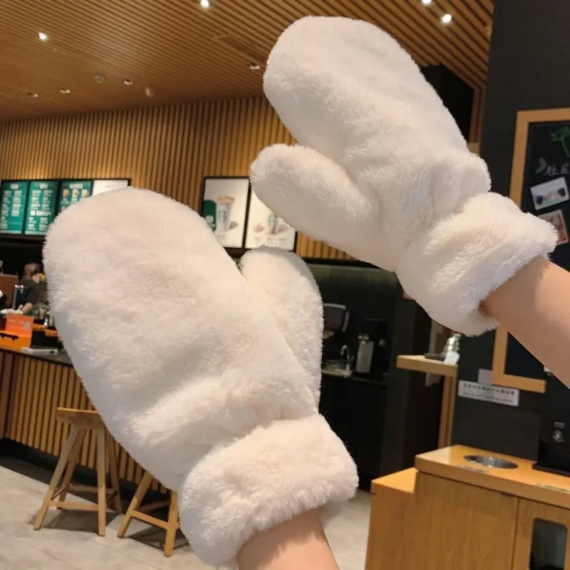 Women Lovely Sweet Soft Fluffy Warm Gloves