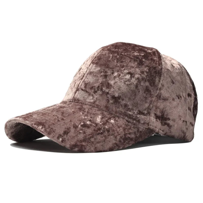 Velvet Baseball Cap Curved Brim Men - Women