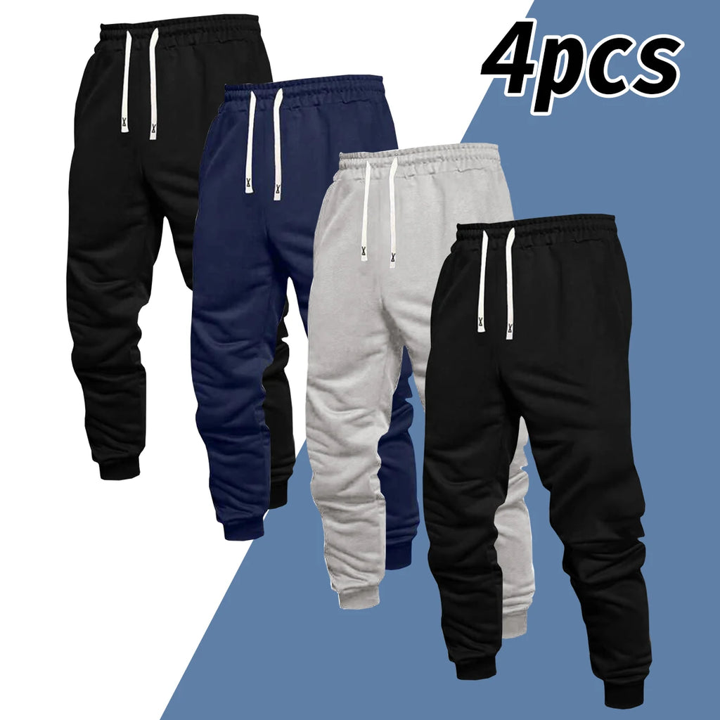 Men's 4-piece casual pants, solid color