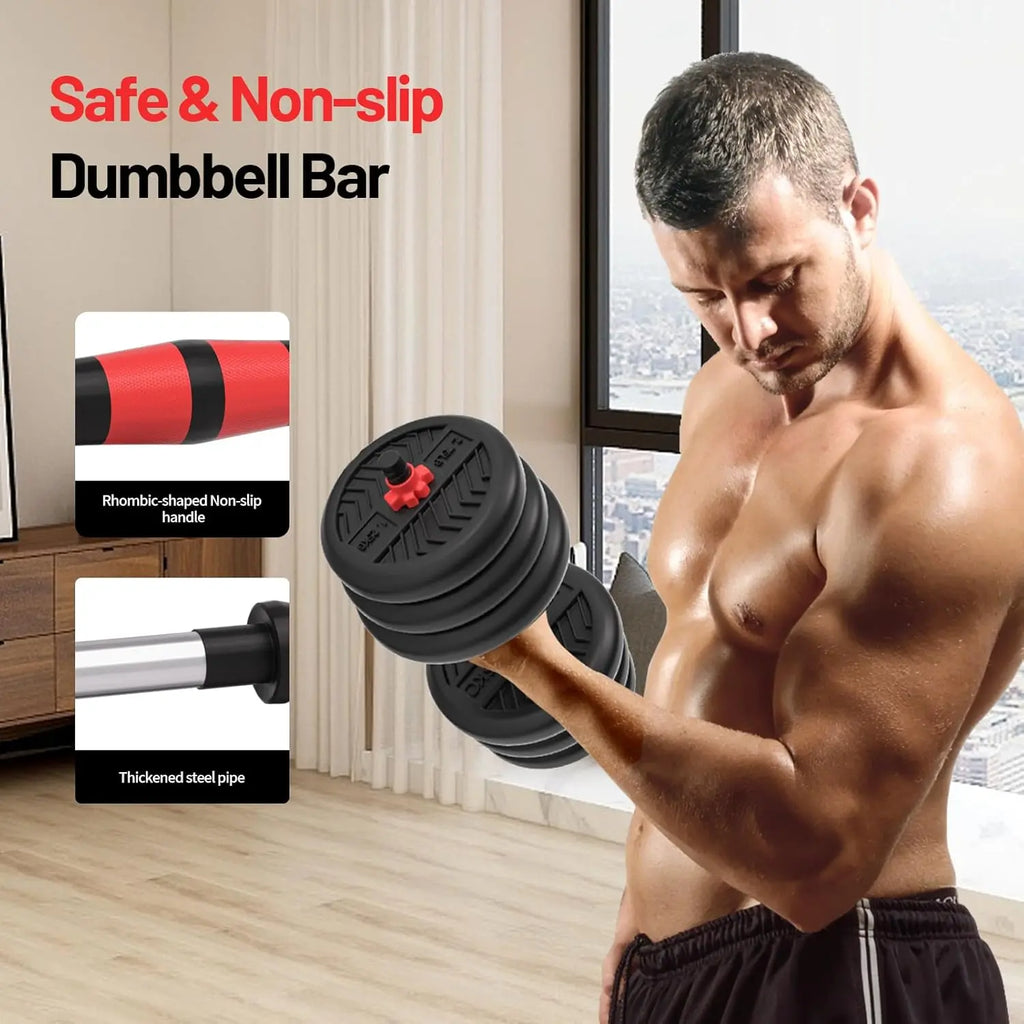 Adjustable Dumbbell Set, 20-80lbs Free Weights for Home Gym, 4-in-1 Workout Equipment as Barbell/Kettlebell/Push-up Stand