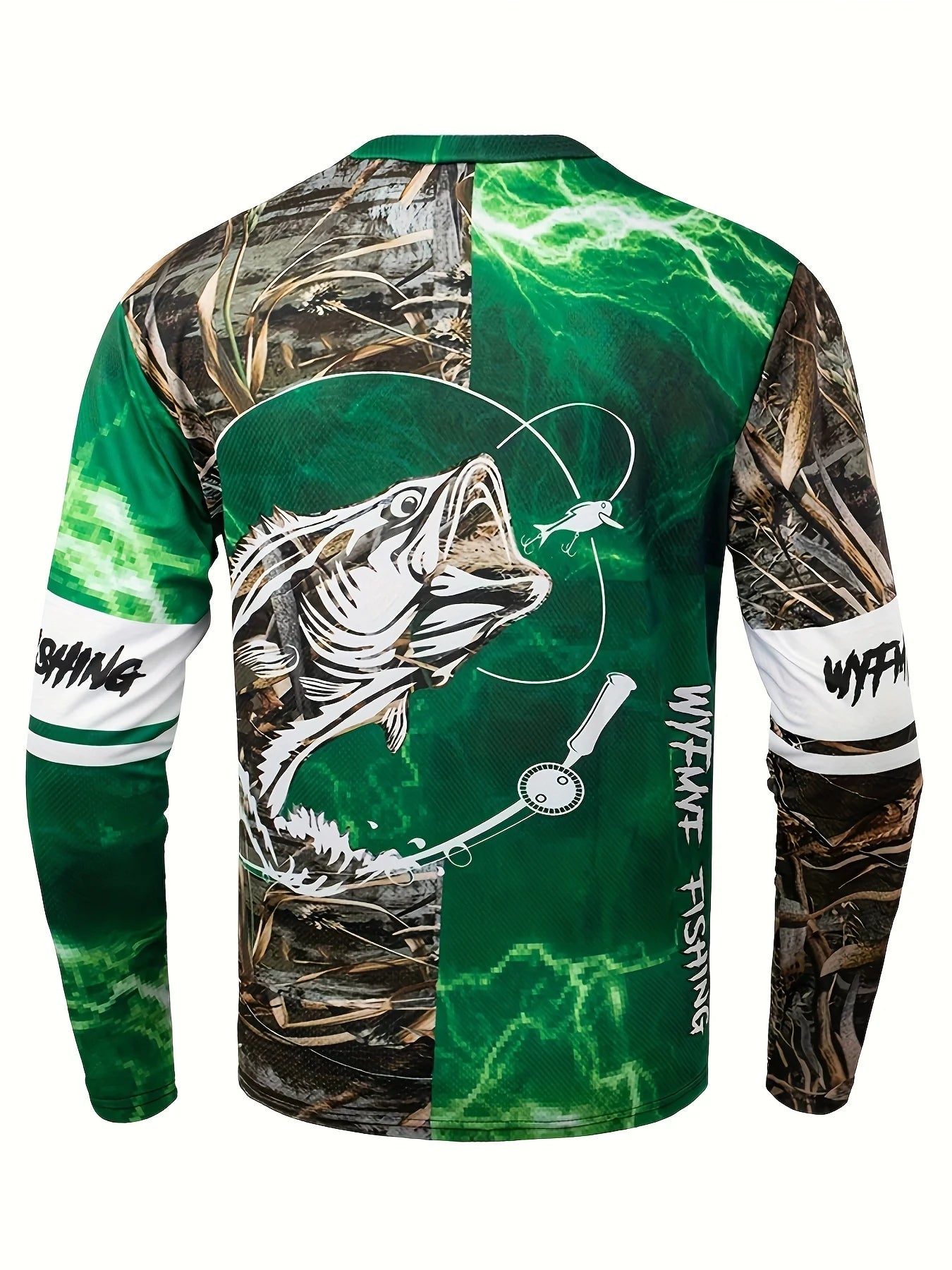 Fishing T Shirt for Men Summer Outdoor Fishing Apparel Sun Protective Long Sleeve 3D Printed Casual Tee UV Resistant Quick Dry
