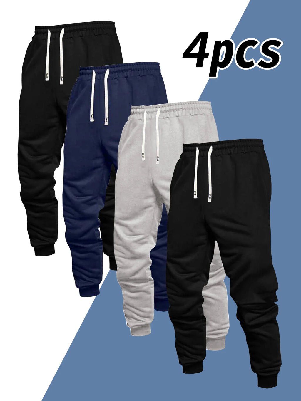 Men's 4-piece casual pants, solid color