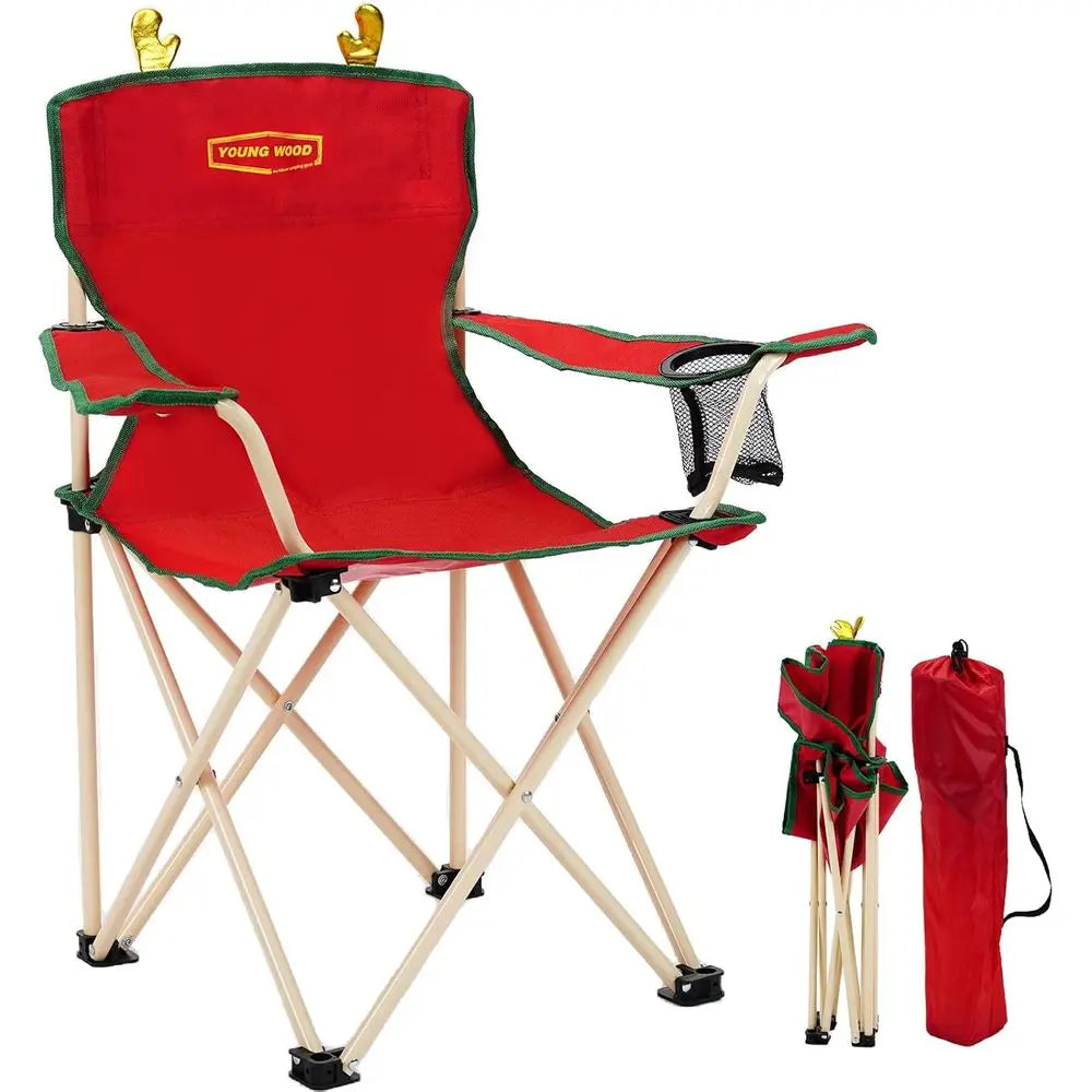 Portable Camping Outdoor Foldable Chair, Included Mesh Cup Holder & Safety Lock