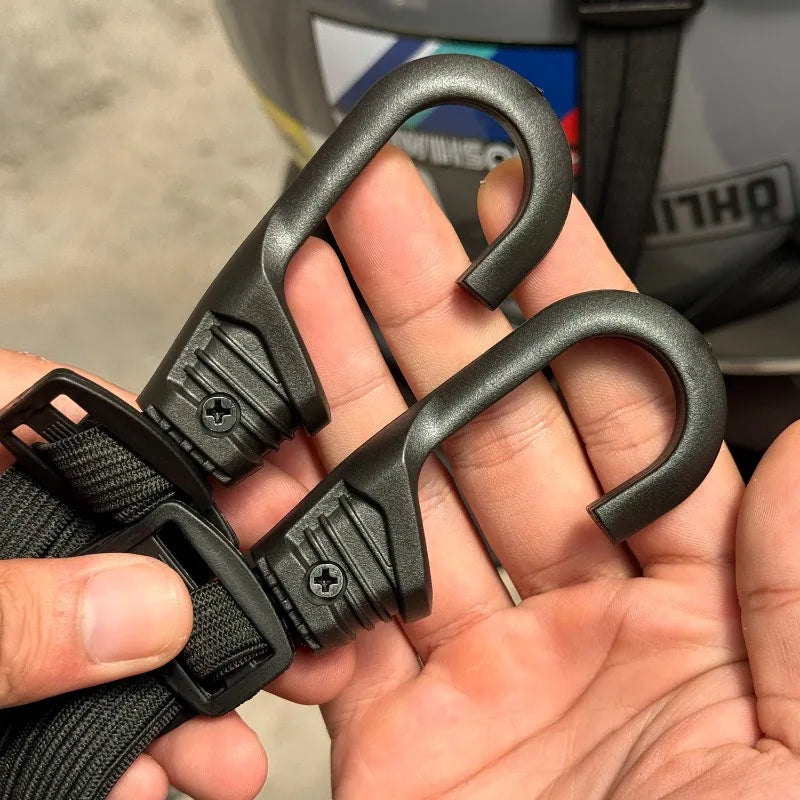 Motorcycle Back Seat Helmet Holder - Elastic Adjustable Fix Rope