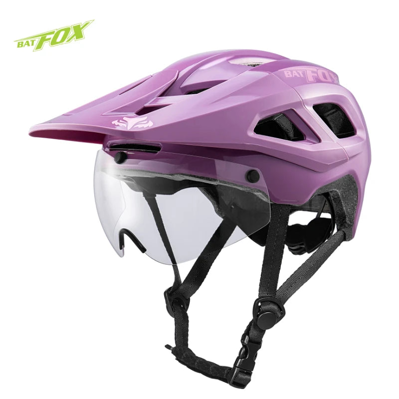 BATFOX Bike Helmet Magnetic goggles Lens & Sun Visor In-mold Road MTB Bicycle Helmets Men Women Cycling Helmet Sports Equipment