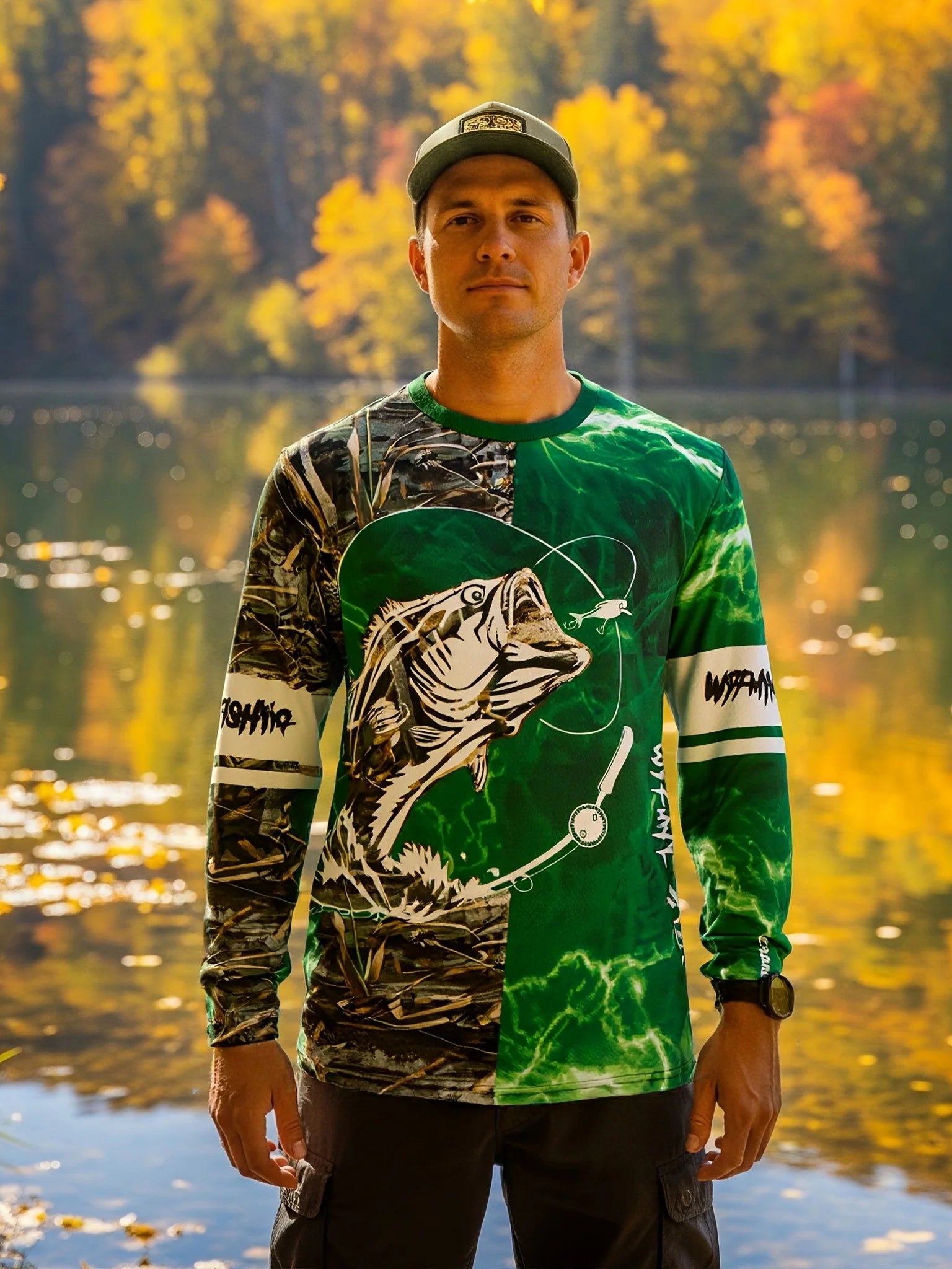 Fishing T Shirt for Men Summer Outdoor Fishing Apparel Sun Protective Long Sleeve 3D Printed Casual Tee UV Resistant Quick Dry
