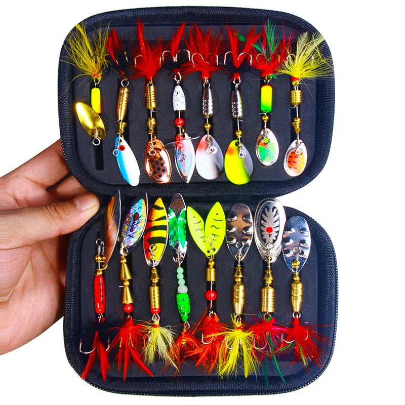 16PCS Fake Bait Spinner Lures for Fishing