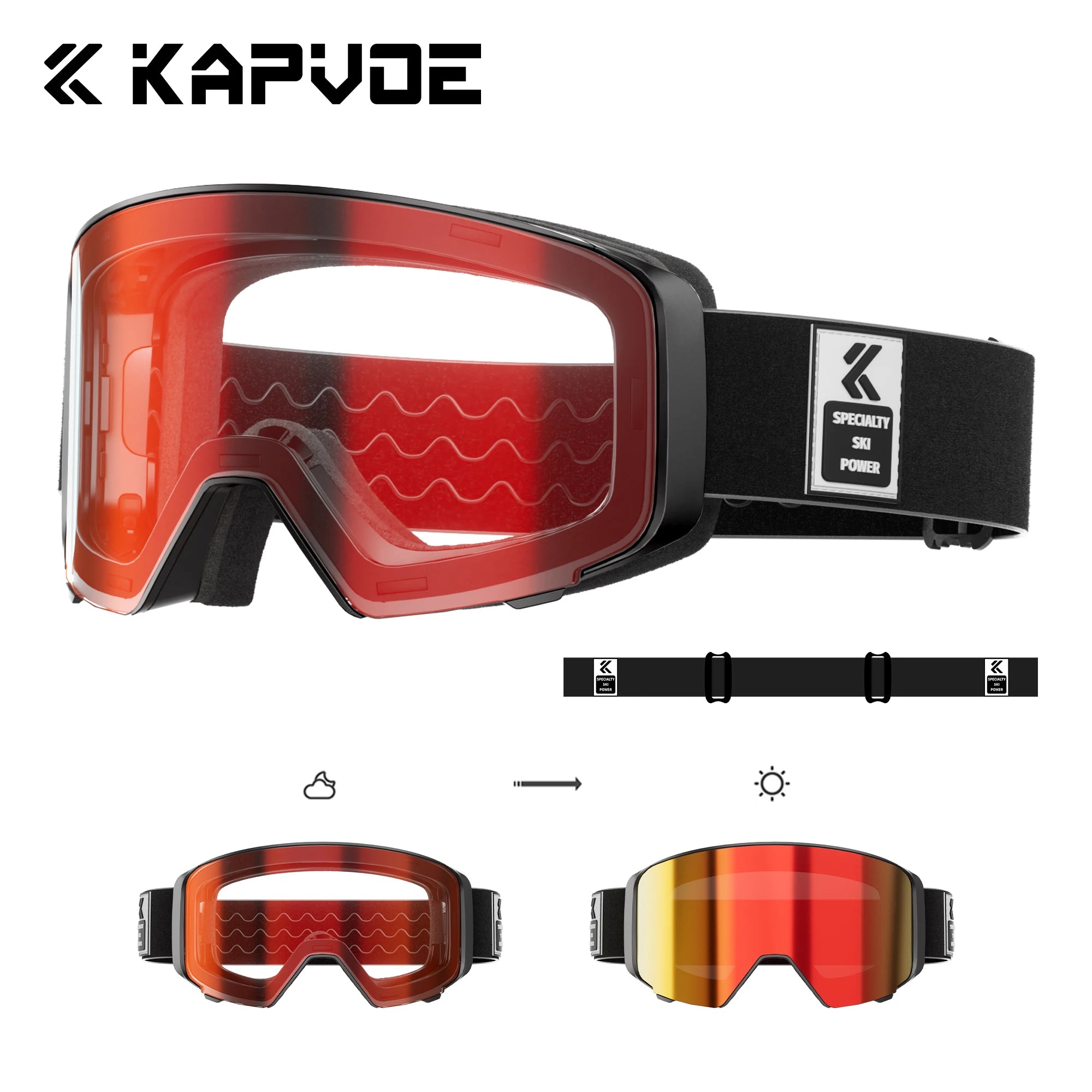 KAPVOE Ski Goggles Breathable Sports Snow Glasses UV400 Anti-fog