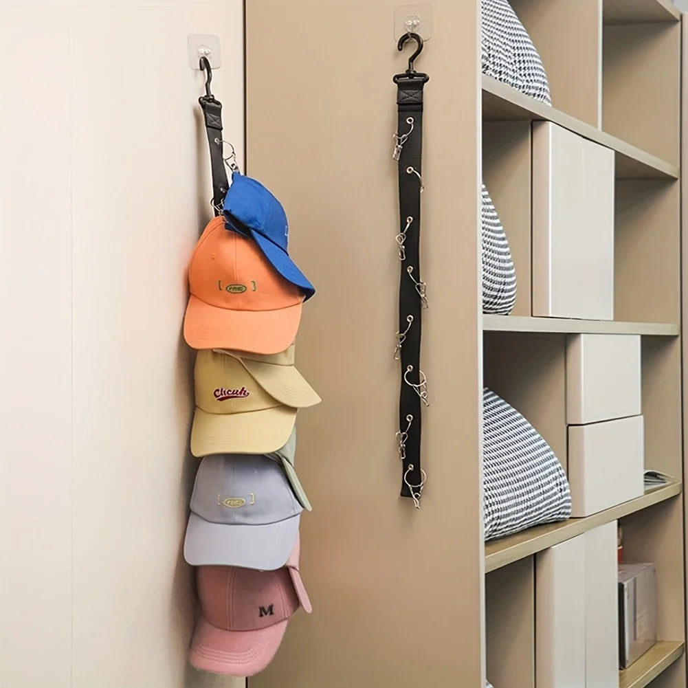 Baseball Cap - Hat Rack organizer 1pc with Eight Clips, Can Hold 16 Hats