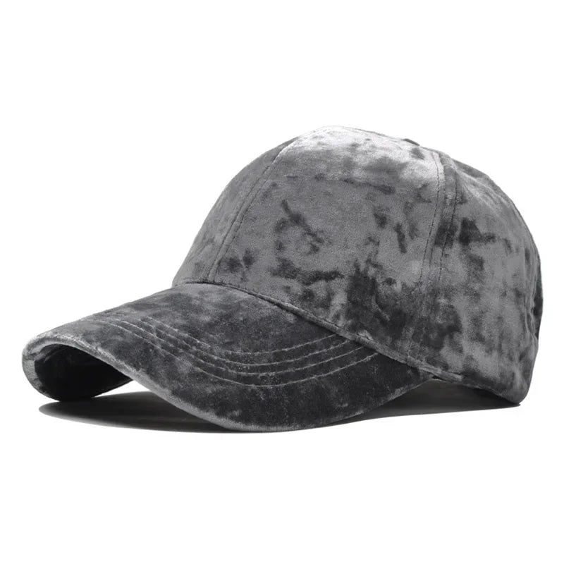 Velvet Baseball Cap Curved Brim Men - Women