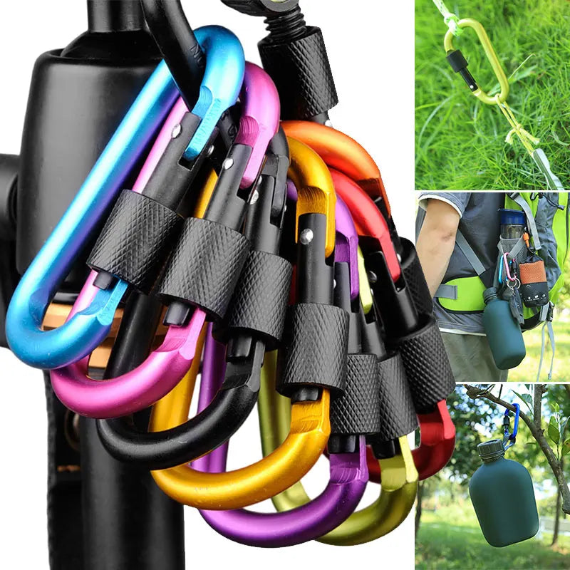 4Pcs Carabiner Clips with Screw Gate Carabiners