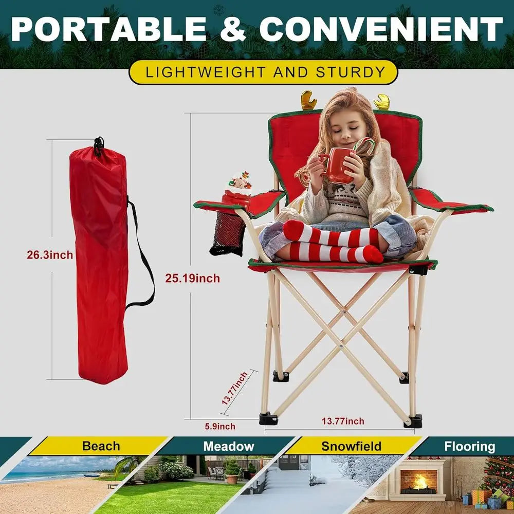 Portable Camping Outdoor Foldable Chair, Included Mesh Cup Holder & Safety Lock