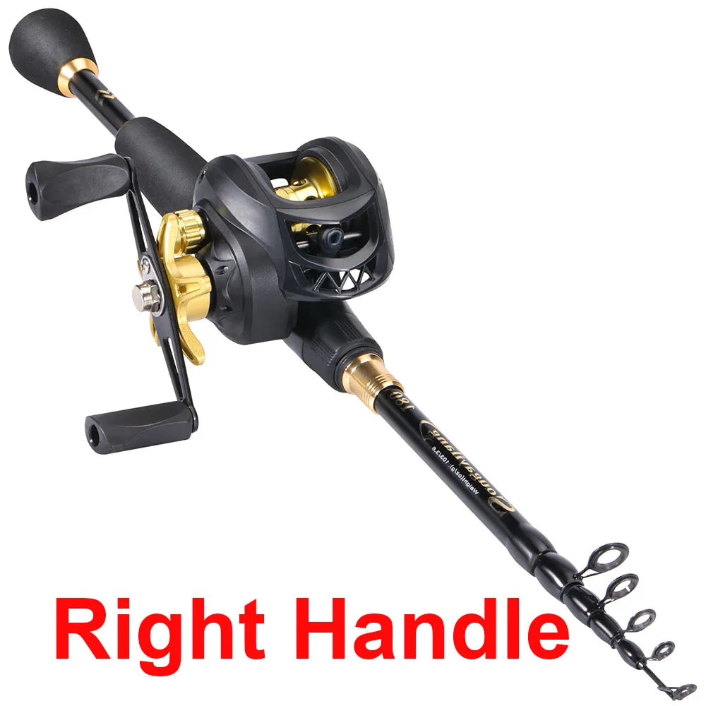 Sougayilang 1.8-2.4m Casting Fishing Combo Telescopic Fishing Rod and 7.2:1 High Speed Fishing Reel with Freshwater FishingPesca