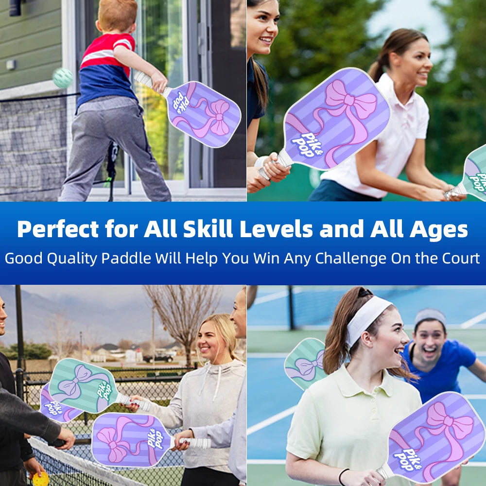 Pickleball Paddles Set with Fiberglass Surface & Polypropylene Core