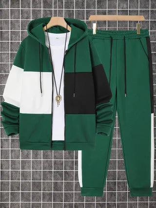 2-piece men's autumn/winter long-sleeved sweatshirt and sweatpants set