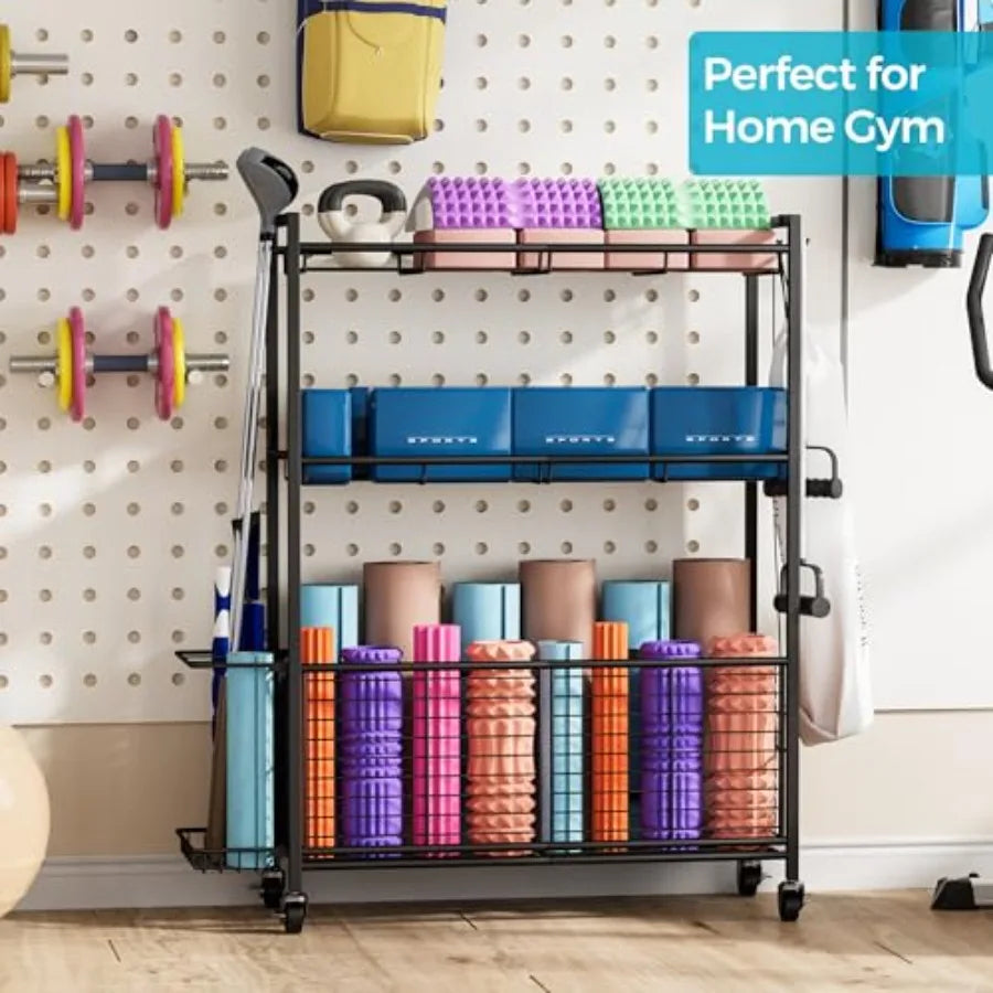 Large Garage Sports Equipment Organizer with Wheels