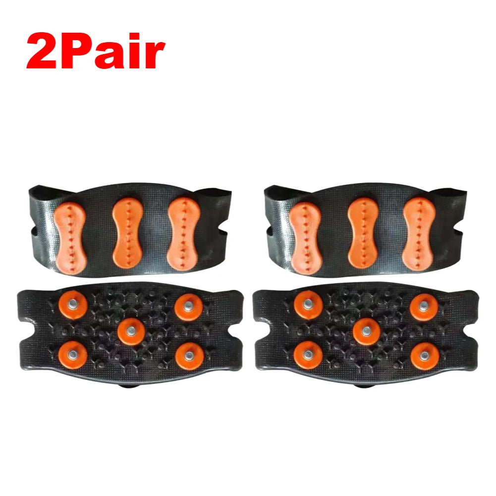 1-10Pair 5-Stud Anti Slip Crampons Snow Claw Shoe Covers Chain Spikes for Winter Walking Hiking Climbing Mountaineering Sports