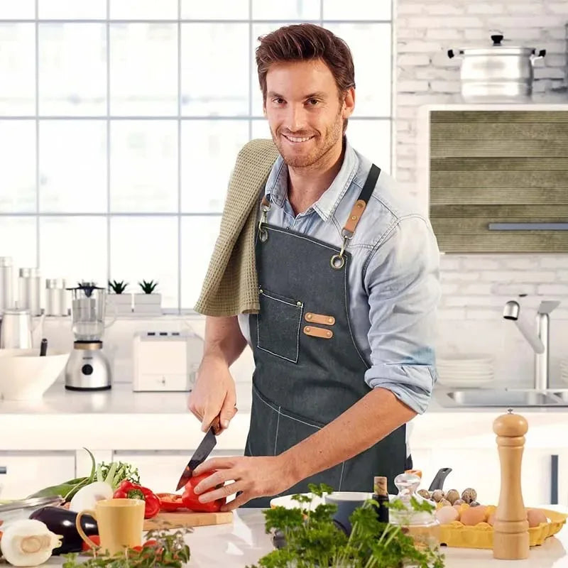 Household Canvas Apron Oil-proof Men Women Adult With Tool Pockets