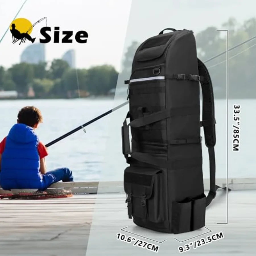 Fishing Backpack Holds Up to 8 Fishing Rods and Reels