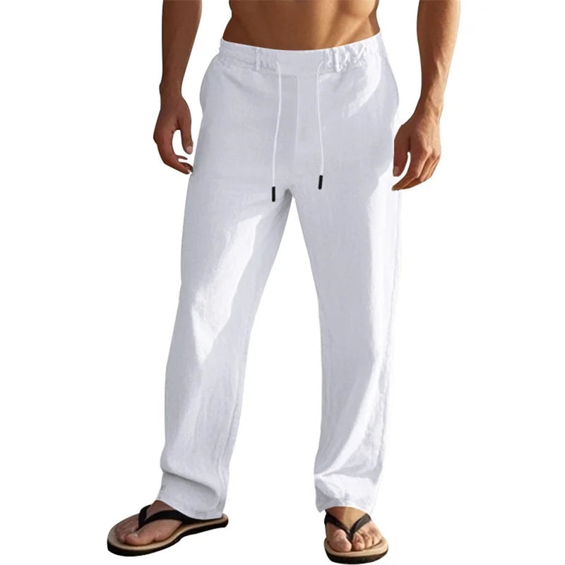 Men s Lightweight Drawstring Linen Pants / Trousers