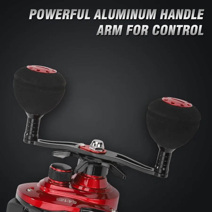 Baitcaster Reels with 6.4:1 Gear Ratio and 33 Lb Max Drag for Precision Casting in Freshwater and Saltwater