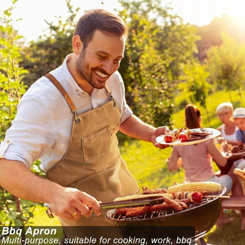 Household Canvas Apron Oil-proof Men Women Adult With Tool Pockets