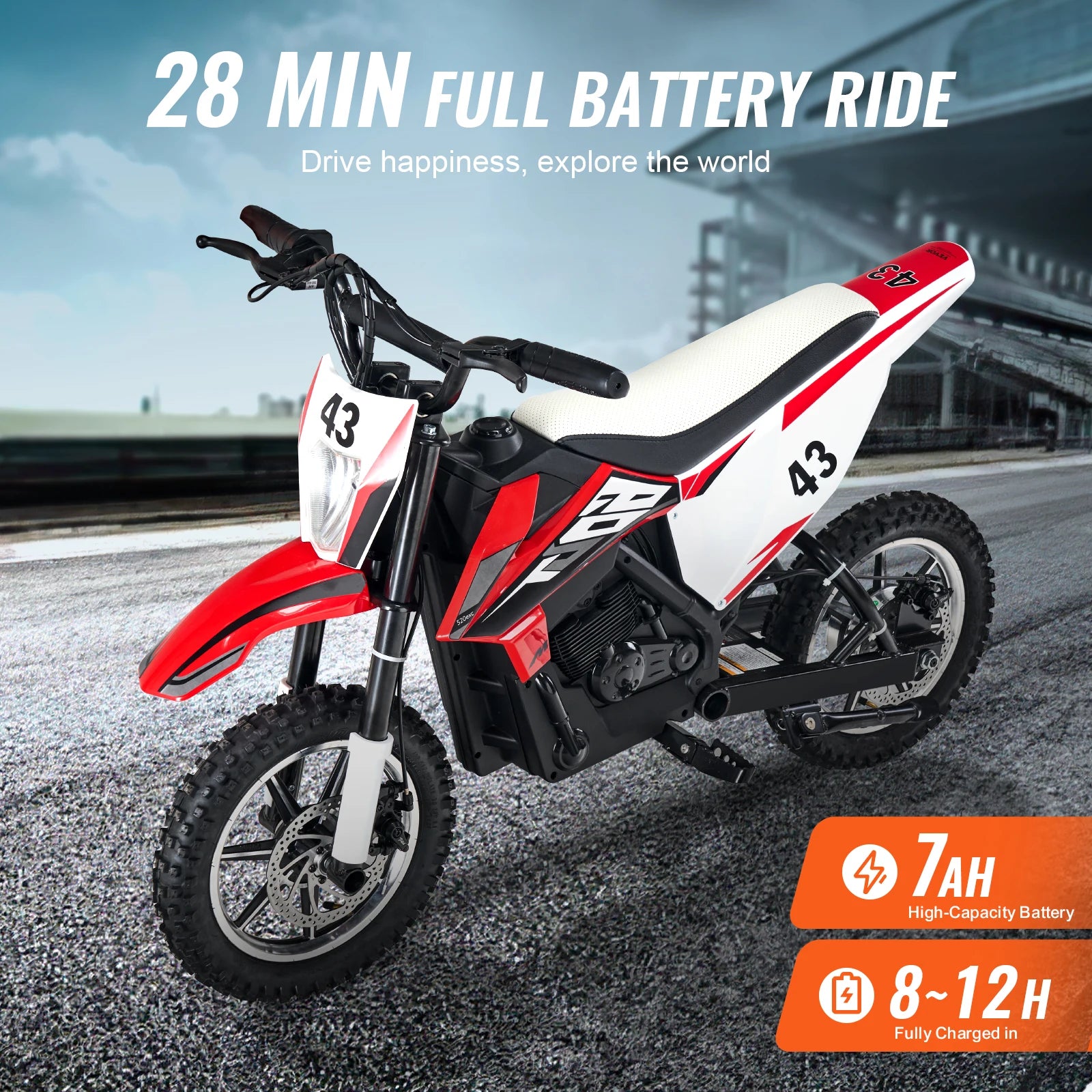 Electric Motorcycle 36V Kids with Speed up to 15.5mph