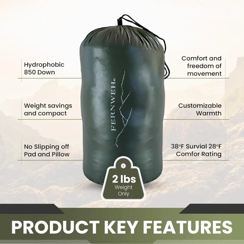 Ultralight 850 Fill Down Sleeping Bag Top Quilt for Backpacking and Camping Comfort