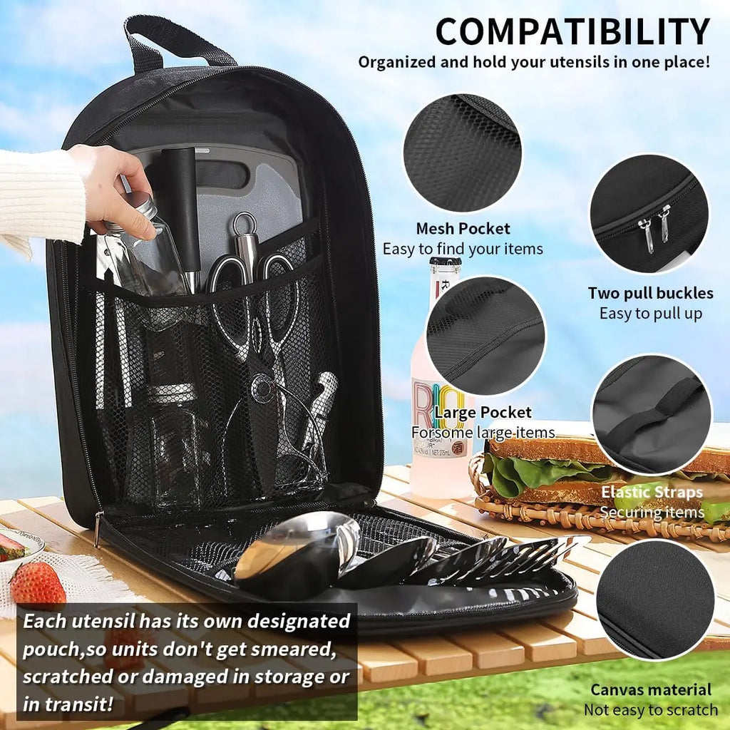 Camping Cooking Utensils Set - RV & Backpacking Gear, Hiking Supplies