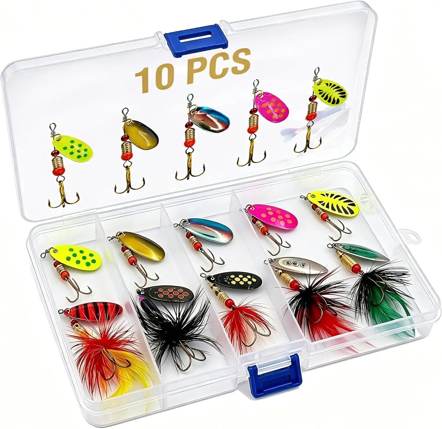 Fishing Spinner Lures Kit 20PCS, Inline Spinner Baits with Treble Hooks, Metal Fishing Lures for Trout Bass Salmon Panfish, Multi-Color Freshwater Tackle Set