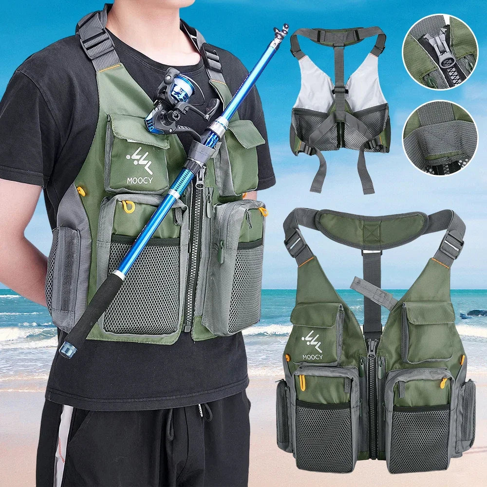 Fishing Vest Breathable Vest with Zipper Pockets