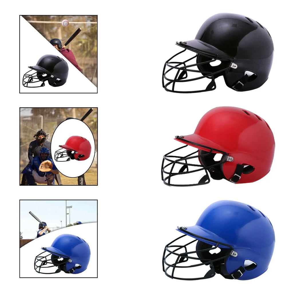 Baseball Batting Helmet with Facemask Comfortable Shock Absorbing