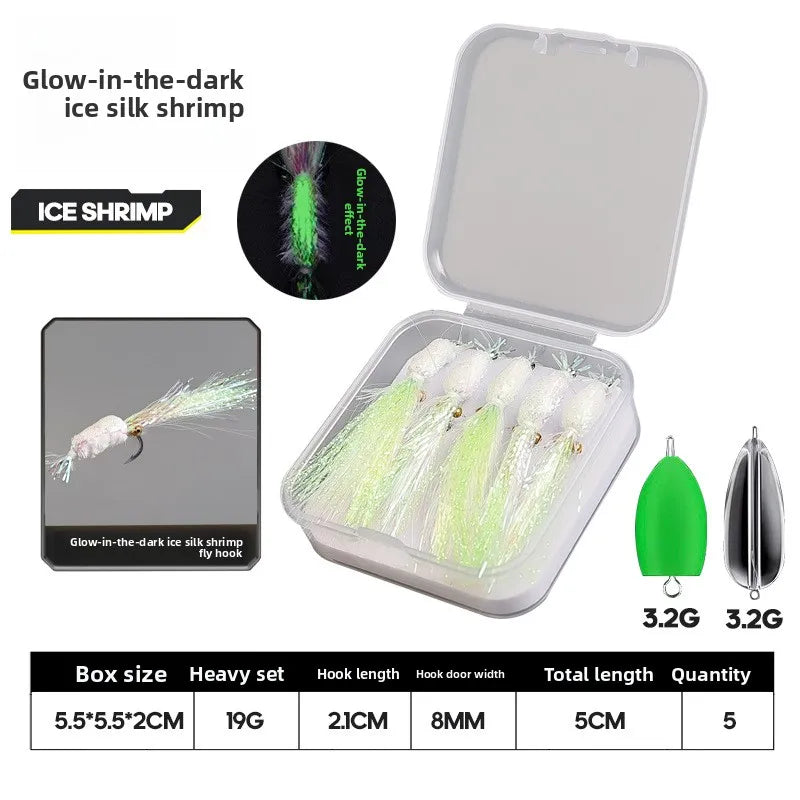 Rattlesnake Fly Lure Night Glow 5PCS Set Nymph Micro Bait Horse Mouth Bionic Fishing Lure for Bass and Perch