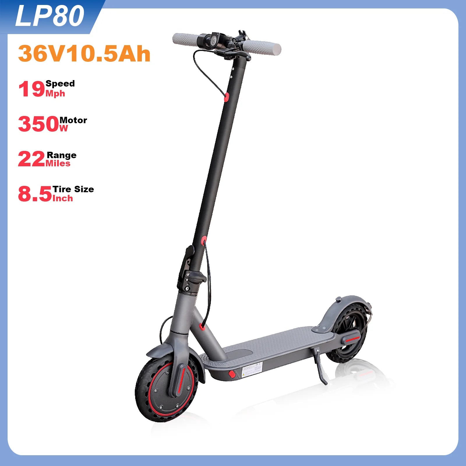 Electric Scooter Foldable 36V Powerful Motor 19mph 22Miles Long Range 8.5Inch