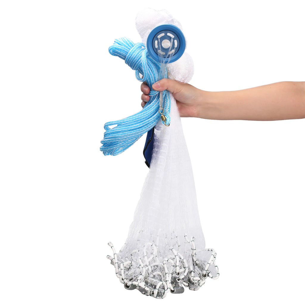 Cast Net 4Ft-8FT Radius Bait Net for Fishing Small Mesh Throw Cast Net Premium Fishing Nets for Saltwater with Aluminum Sinker