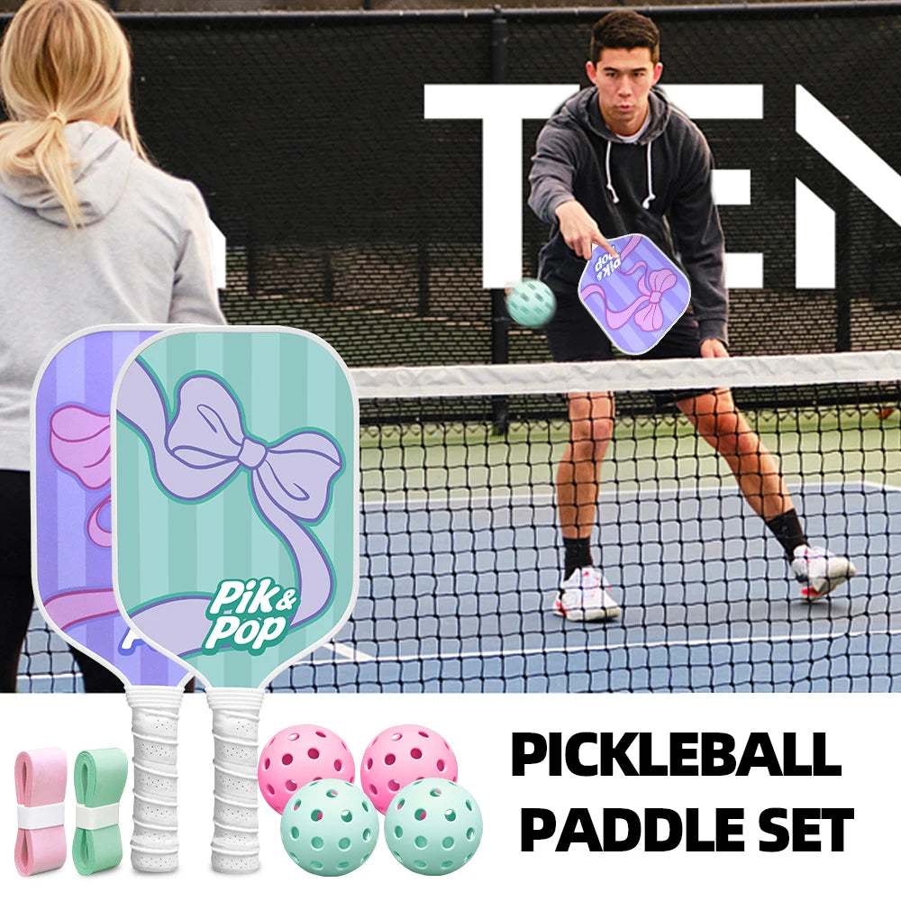 Pickleball Paddles Set with Fiberglass Surface & Polypropylene Core