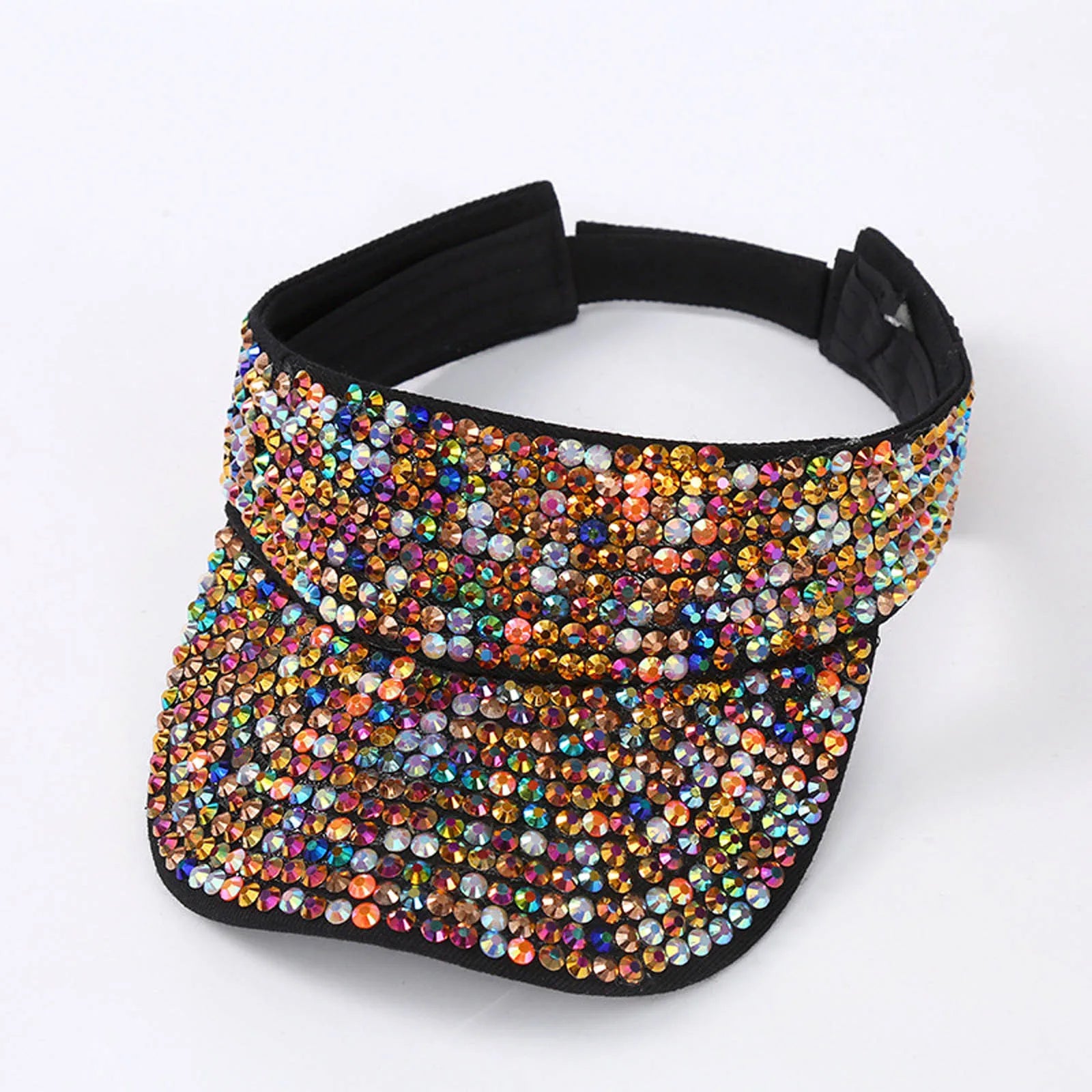Glitter Visor Shiny Rhinestones Sport Cap Solid Empty Top Hats Golf Cap Adjustable Baseball Cap Outdoor Sun Hat For Women Men